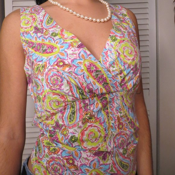2000s Liz Claiborne Paisley top Size M - Picture 1 of 6